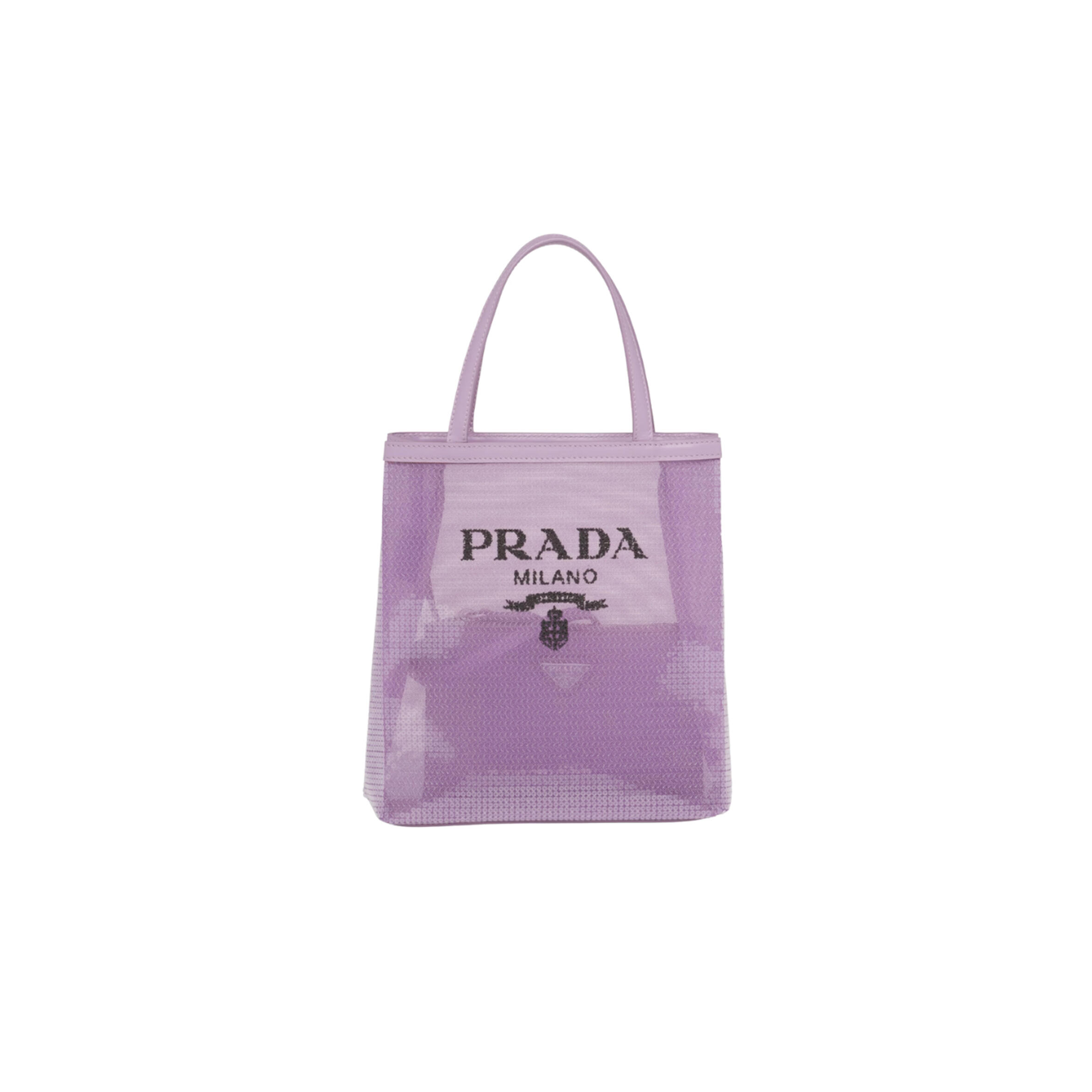 PRADA SMALL SEQUINED MESH TOTE BAG IN ALABASTER 1BG417 (22*20*8cm) 